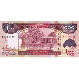 SOMALİLAND 1000 SHİLİN 2014, P#20c, ÇİL, ESKİ YABANCI KAĞIT PARA