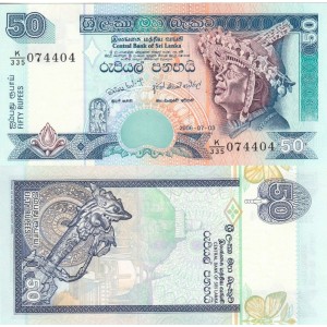 Sri Lanka 50 Rupi 2006 P#110f ÇİL/UNC Kağıt Para