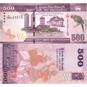 Sri Lanka 500 Rupi 2022 P#126i ÇİL/UNC Kağıt Para