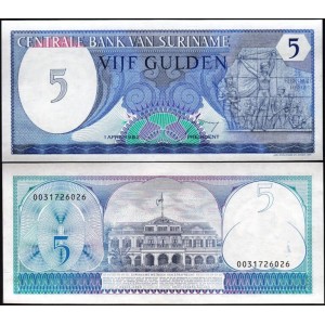 SURİNAME 5 GULDEN 1982, P-125, ÇİL, ESKİ YABANCI KAĞIT PARA