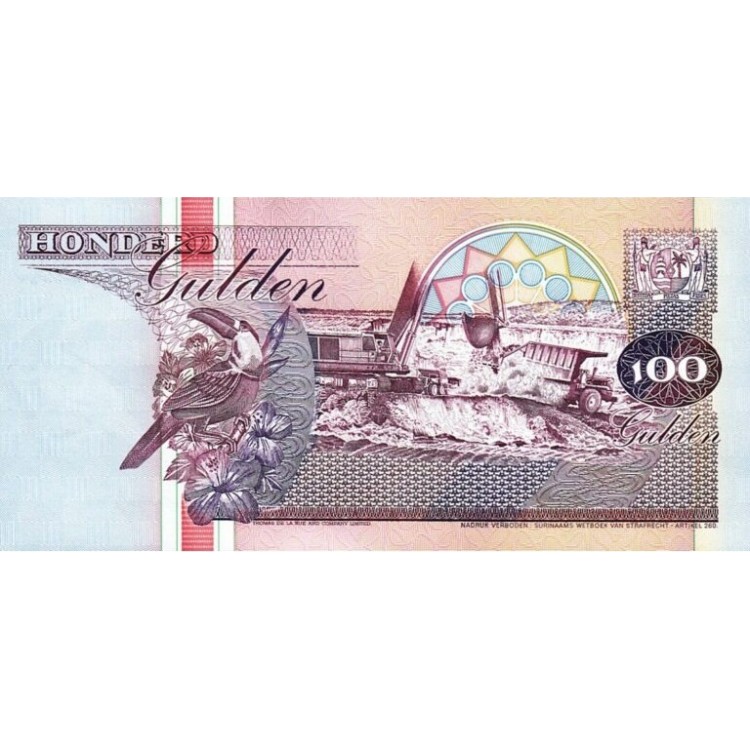SURİNAME 100 GULDEN 1998, P#139b, ÇİL, ESKİ YABANCI KAĞIT PARA SURİNAME 100 GULDEN 1998, P#139b, ÇİL, ESKİ YABANCI KAĞIT PARA
