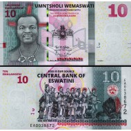 SWAZİLAND (ESWATINI) 10 EMALANGENİ 2024, P#A44, ÇİL, ESKİ YABANCI KAĞIT PARA