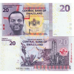 Swaziland 20 Emalangeni 2017 P#37c ÇİL/UNC Kağıt Para Swaziland 20 Emalangeni 2017 P#37c ÇİL/UNC Kağıt Para