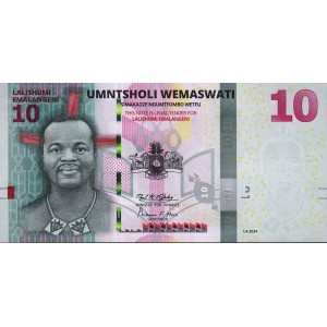 SWAZİLAND (ESWATINI) 10 EMALANGENİ 2024, P#A44, ÇİL, ESKİ YABANCI KAĞIT PARA