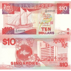 Singapur 10 Dolar 1988 P#20 ÇİL/UNC Kağıt Para