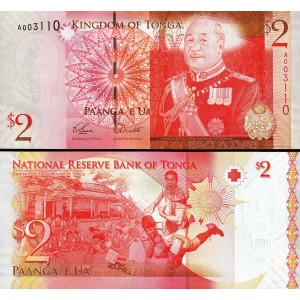 TONGA 2 PA'ANGA 2008, P-38a, ÇİL ESKİ YABANCI KAĞIT PARA