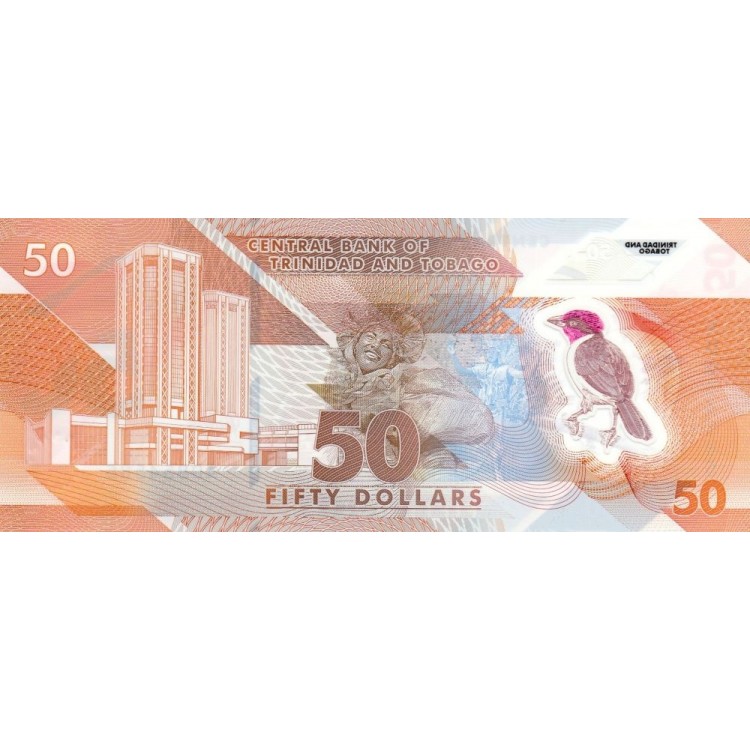 Trinidad And Tobago 50 Dollar 2020 P#64 ÇİL/UNC Polimer Kağıt Para ön ve arka yüz banknot görseli