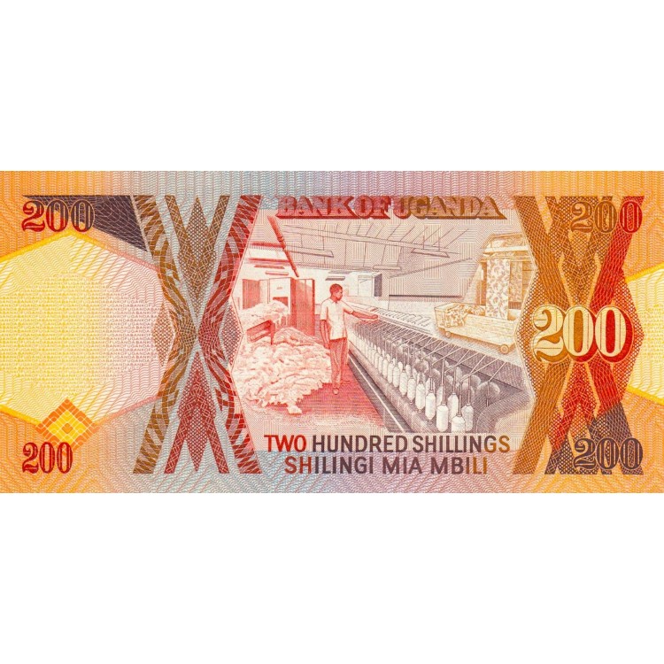 Uganda 200 Shillings 1987 P#32a ÇİL UNC kağıt para