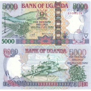 Uganda 5000 Shilings 2005 P#44b ÇİL/UNC Kağıt Para