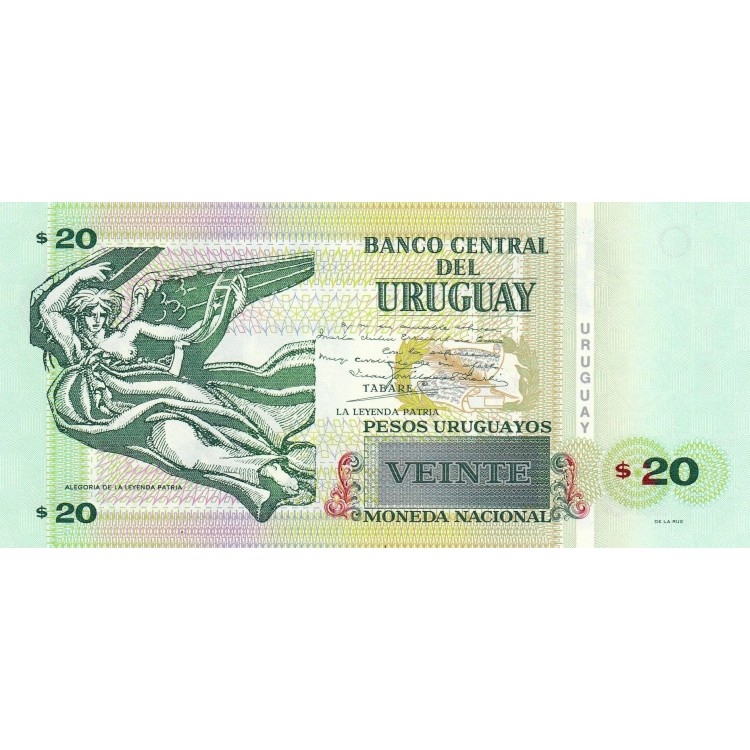 Uruguay 20 Pesos 2011 P#86b ÇİL UNC kağıt para