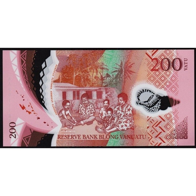 VANUATU 200 VATU 2020 POLYMER, P#12b, ÇİL, ESKİ YABANCI KAĞIT PARA