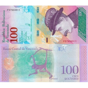 Venezuela 100 Bolivares 2018 (5-2018) P#106 ÇİL/UNC Kağıt Para