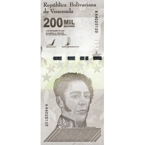 VENEZUELA 200000 BOLİVARES 2020, P#112, ÇİL, ESKİ YABANCI KAĞIT PARA