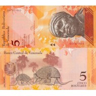 Venezuela 5 Bolivares 2014 P#89f ÇİL/UNC Kağıt Para
