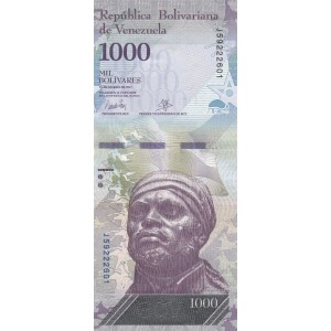 VENEZUELA 1000 BOLİVAR 2017, P#95b, ÇİL, ESKİ YABANCI KAĞIT PARA