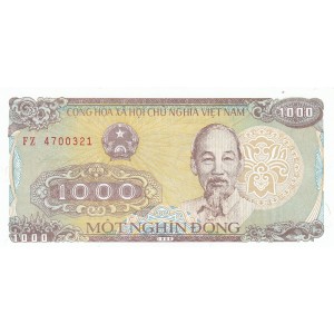 VİETNAM 1000 DONG 1988, P#106a(2), ÇİL, ESKİ YABANCI KAĞIT PARA