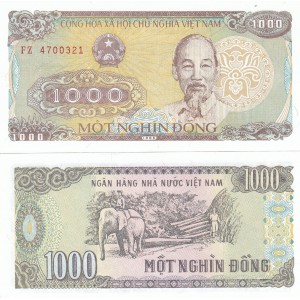 VİETNAM 1000 DONG 1988, P#106a(2), ÇİL, ESKİ YABANCI KAĞIT PARA