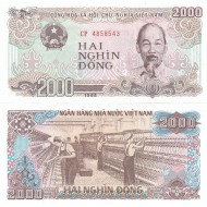 VİETNAM 2000 DONG 1988, P#107a(2), ÇİL, ESKİ YABANCI KAĞIT PARA