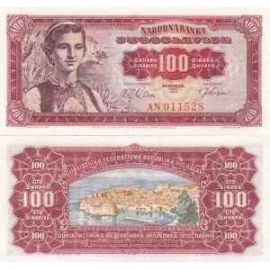 YUGOSLAVYA 100 DİNAR 1963, P#73, ÇİL, ESKİ YABANCI KAĞIT PARA