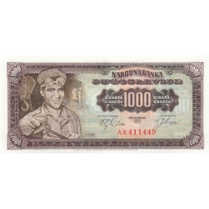 YUGOSLAVYA 1000 DİNAR 1963, P#75, ÇİL, ESKİ YABANCI KAĞIT PARA YUGOSLAVYA 1000 DİNAR 1963, P#75, ÇİL, ESKİ YABANCI KAĞIT PARA