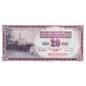 YUGOSLAVYA 20 DİNAR 1974, P#85(2), ÇİL, ESKİ YABANCI KAĞIT PARA