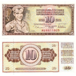YUGOSLAVYA 10 DİNAR 1978, P#87a, ÇİL, ESKİ YABANCI KAĞIT PARA