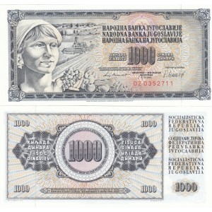 YUGOSLAVYA 1000 DİNAR 1981, P#92d, ÇİL, ESKİ YABANCI KAĞIT PARA