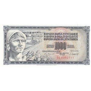 YUGOSLAVYA 1000 DİNAR 1981, P#92d, ÇİL, ESKİ YABANCI KAĞIT PARA YUGOSLAVYA 1000 DİNAR 1981, P#92d, ÇİL, ESKİ YABANCI KAĞIT PARA