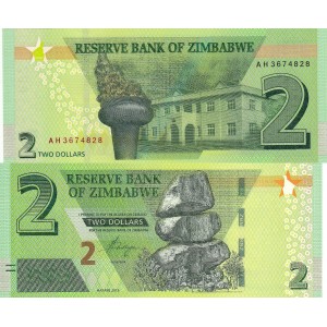 Zimbabwe 2 Dolar 2019 P#101 ÇİL/UNC Kağıt Para