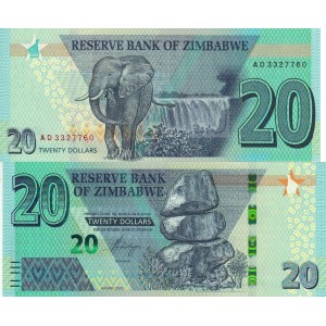 Zimbabwe 20 Dolar 2020 P#104 ÇİL/UNC Kağıt Para