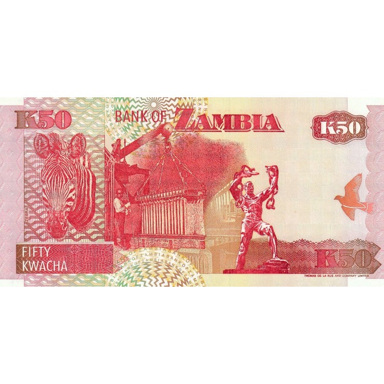 Zambiya 50 Kwacha 1992 P#37b ÇİL UNC kağıt para