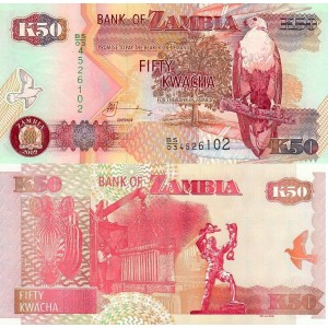 Zambia 50 Kwacha 2009 P#37h ÇİL/UNC Kağıt Para