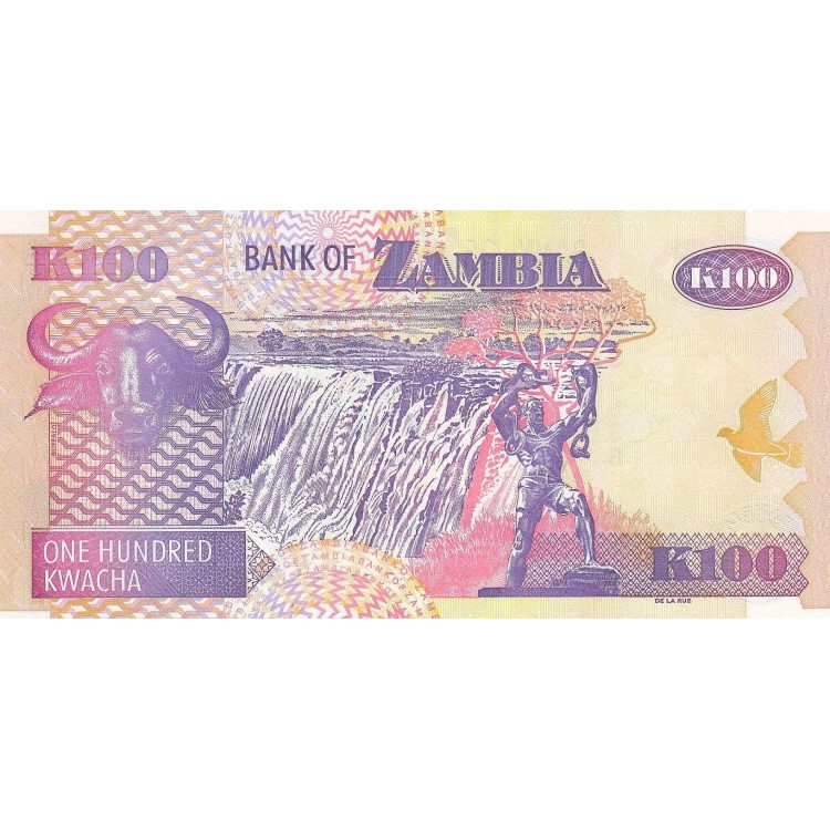 Zambiya 100 Kwacha 2008 P#38g ÇİL UNC kağıt para
