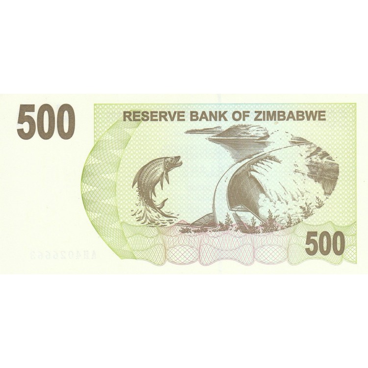 Zimbabve 500 Dollars 2006 P#43 ÇİL/UNC Zimbabve 500 Dollars 2006 P#43 ÇİL UNC kağıt para