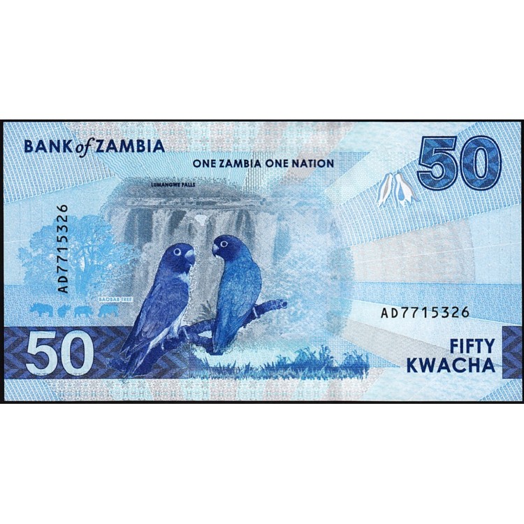 ZAMBİA 50 KWACHA 2024 HYBRİD, P#64, ÇİL, ESKİ YABANCI KAĞIT PARA