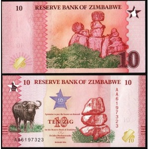 Zimbabwe 10 ZiG 2026 P#115 Afrika Mandası Tasarımlı ÇİL Banknot