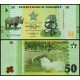 Zimbabwe 50 ZiG 2026 P#117 Banknot Zimbabwe 50 ZiG 2026 P#117 gergedan tasarımlı ÇİL banknot