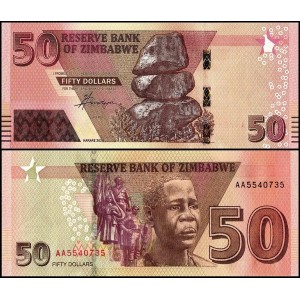 ZİMBABWE 50 DOLAR 2020, P#105, ÇİL, ESKİ YABANCI KAĞIT PARA