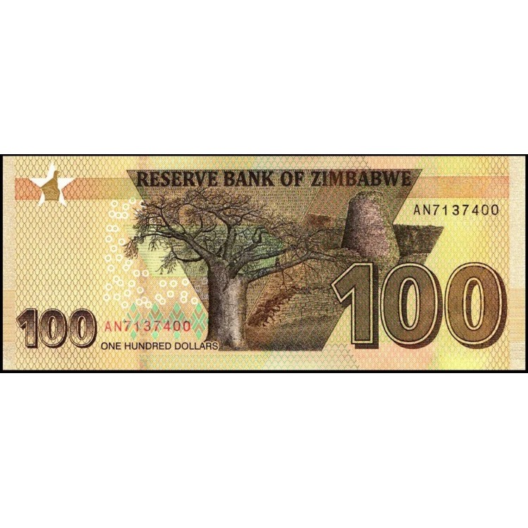 ZİMBABWE 100 DOLAR 2020, P#106, ÇİL, ESKİ YABANCI KAĞIT PARA ZİMBABWE 100 DOLAR 2020, P#106, ÇİL, ESKİ YABANCI KAĞIT PARA