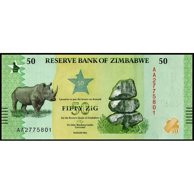 ZİMBABWE 50 ZİG 2026, P#117, ÇİL, ESKİ YABANCI KAĞIT PARA ZİMBABWE 50 ZİG 2026, P#117, ÇİL, ESKİ YABANCI KAĞIT PARA