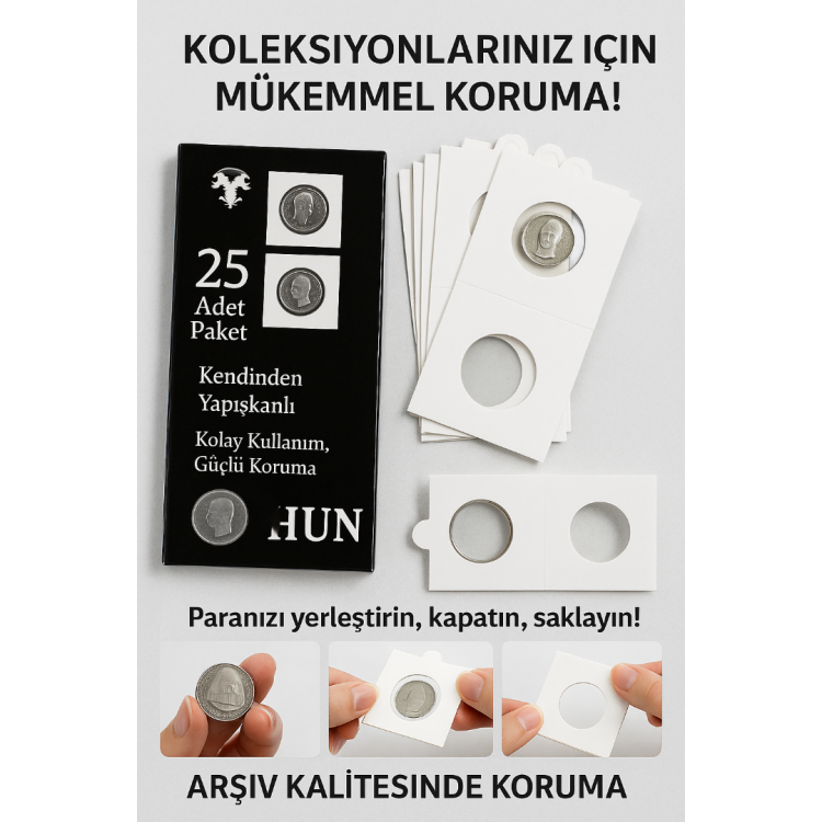 Madeni Para Karton Kapama 17.5 mm, Kendinden Yapışkanlı - Sticker'sız (25 ADET, 1 KUTU)