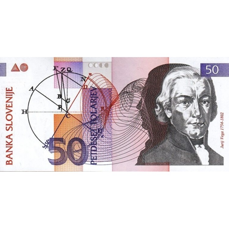 Slovenya 50 Tolarjev 1992 banknotu ön ve arka yüzü