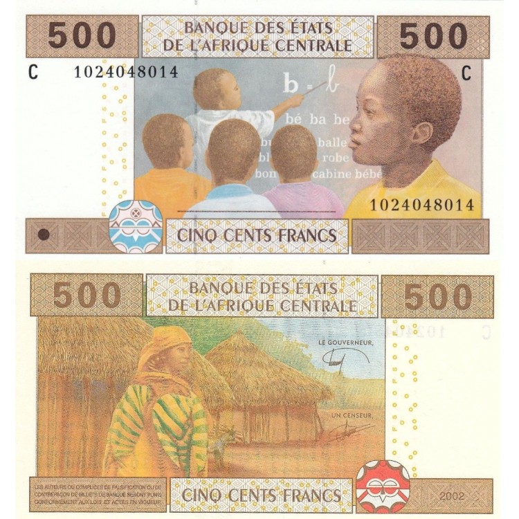 Çad 500 Frank 2002 P#606Ce ÇİL UNC kağıt banknot