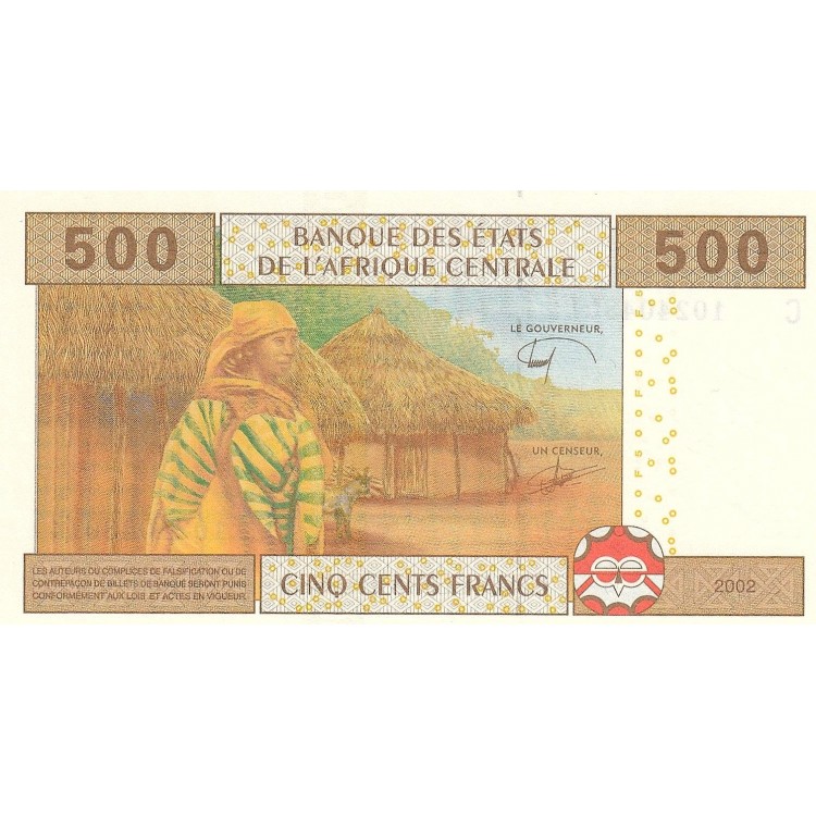 Çad 500 Frank 2002 P#606Ce ÇİL UNC kağıt banknot