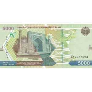 ÖZBEKİSTAN 5000 SOM 2021, P#88, ÇİL, ESKİ YABANCI KAĞIT PARA ÖZBEKİSTAN 5000 SOM 2021, P#88, ÇİL, ESKİ YABANCI KAĞIT PARA