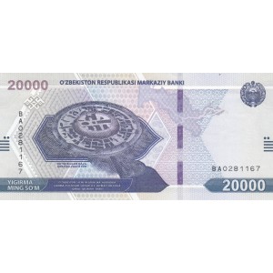 ÖZBEKİSTAN 20000 SOM 2021, P#90, ÇİL, ESKİ YABANCI KAĞIT PARA ÖZBEKİSTAN 20000 SOM 2021, P#90, ÇİL, ESKİ YABANCI KAĞIT PARA