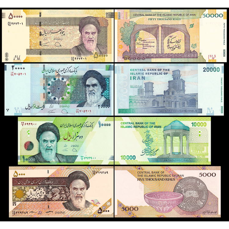 İRAN 5000-10000-20000-50000 RİYAL, 2014-2019 4 LÜ İRAN SET, YABANCI KAĞIT PARA "ÇİL"