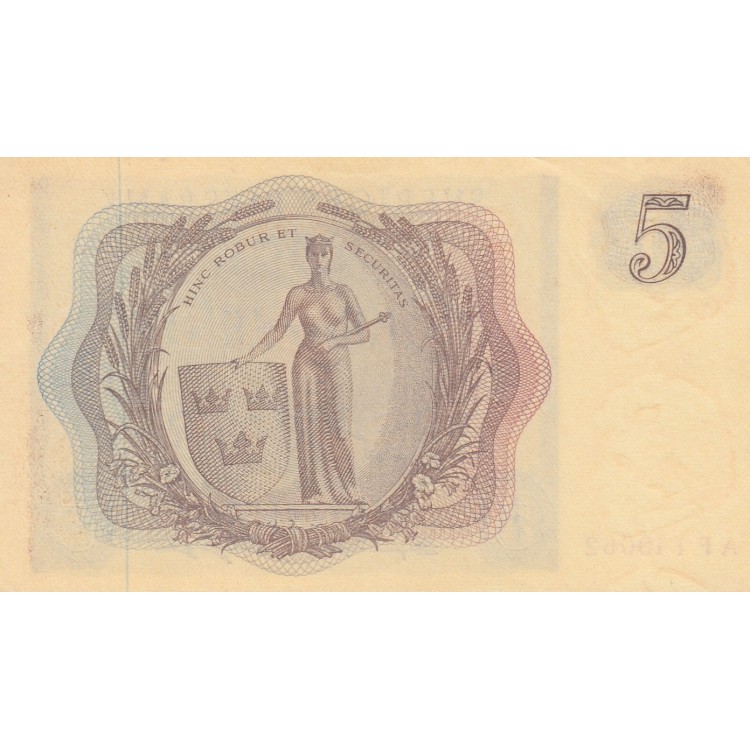 İSVEÇ 5 KRON 1963, P#50b, ÇİL, ESKİ YABANCI KAĞIT PARA