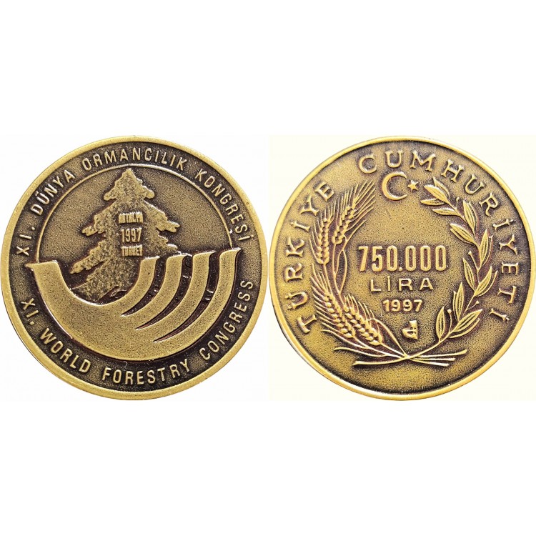 11.DÜNYA ORMANCILIK KONGRESİ 1997, DARPHANE HATIRA PRİNÇ PARA, SERTİFİKALI 11.DÜNYA ORMANCILIK KONGRESİ 1997, DARPHANE HATIRA PRİNÇ PARA, SERTİFİKALI