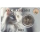 Ankara Kedisi 1 Lira 2015, Darphane Hatıra Bimetal Para, Hayvanlar Serisi, Renkli Kapamasında, Çil